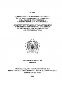 Image of UJI SENSITIVITAS PARAMETERISASI CUMULUS (STUDI KASUS HUJAN LEBAT DI SAMARINDA PADA TANGGAL 27 NOVEMBER 2014, 
2 DESEMBER 2014 DAN 21 DESEMBER 2014)