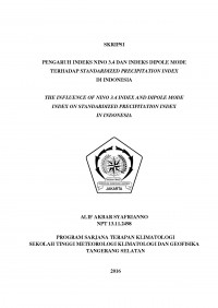 Image of PENGARUH INDEKS NINO 3.4 DAN INDEKS DIPOLE MODE TERHADAP STANDARDIZED PRECIPITATION INDEX DI INDONESIA