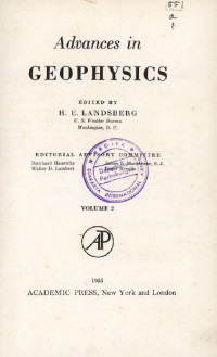 Image of Advances in Geophysics volume 2