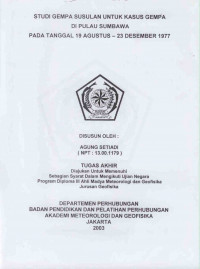 Image of Studi Gempa susulan untuk kasus gempa di pulau sumbawa tanggal 19 agustus-23 Desember 1997