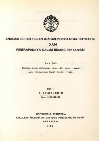 Image of Analisa Curah Hujan dengan Pendekatan Interaksi Penerapannya dalam Bidang Pertanian