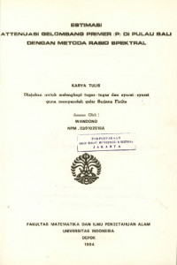 Image of Attenuasi Gelombang Primer (P) Di Pulau Bali Dengan Metoda Rasio Spektral