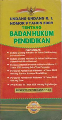 Image of UNDANG-UNDANG REPUBLIK INDONESIA NO9.TAHUN 2009 TENTANG BADAN HUKUM PENDIDIKAN