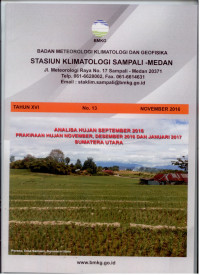 Image of BMKG STASIUN KLIMATALOGI SAMPALI-MEDAN TAHUN XVI NO.13 NOVEMBER 2016