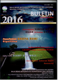 Image of BULETIN BALAI BESAR METEOROGI KLIMATOLOGI DAN GEOISIKA WILAYAH II CIPUTAT VOL.6 NO.08-AGUSTUS 2016