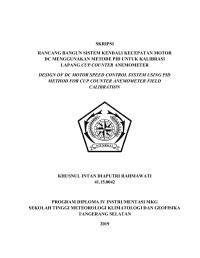 Image of RANCANG BANGUN SISTEM KENDALI KECEPATAN MOTOR DC MENGGUNAKAN METODE PID UNTUK KALIBRASI LAPANG CUP COUNTER ANEMOMETER