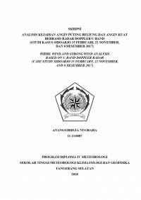 Image of ANALISIS KEJADIAN ANGIN PUTING BELIUNG DAN ANGIN KUAT BERBASIS RADAR DOPPLER C-BAND (STUDI KASUS SIDOARJO 15 FEBRUARI, 22 NOVEMBER, DAN 8 DESEMBER 2017)
