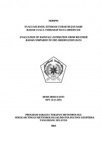Image of EVALUASI HASIL ESTIMASI CURAH HUJAN DARI RADAR CUACA TERHADAP DATA OBSERVASI