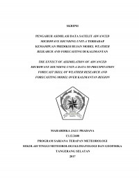 Image of PENGARUH ASIMILASI DATA SATELIT ADVANCED
MICROWAVE SOUNDING UNIT-A TERHADAP
KEMAMPUAN PREDIKSI HUJAN MODEL WEATHER
RESEARCH AND FORECASTING DI KALIMANTAN