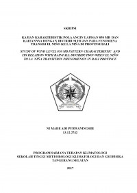 Image of KAJIAN KARAKTERISTIK POLA ANGIN LAPISAN 850 MB DAN KAITANNYA DENGAN DISTRIBUSI HUJAN PADA FENOMENA TRANSISI EL NIÑO KE LA NIÑA DI PROVINSI BALI
