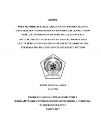 Image of POLA SEISMISITAS LOKAL AREA GUNUNG PANDAN, MADIUN DAN SEKITARNYA BERDASARKAN IDENTIFIKASI ULANG  SWARM FEBRUARI 2016 DENGAN METODE MATCH AND LOCATE