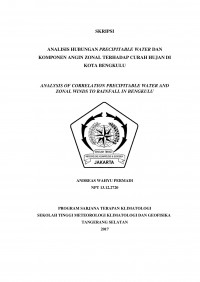 Image of ANALISIS HUBUNGAN PRECIPITABLE WATER DAN KOMPONEN ANGIN ZONAL TERHADAP CURAH HUJAN DI KOTA BENGKULU