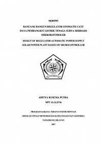 Image of RANCANG BANGUN REGULATOR OTOMATIS CATU DAYA PEMBANGKIT LISTRIK TENAGA SURYA BERBASIS MIKROKONTROLER