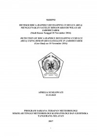 Image of DETEKSI RDCA (RAPIDLY DEVELOPING CUMULUS AREA) MENGGUNAKAN SATELIT HIMAWARI-8 DI WILAYAH JABODETABEK (Studi Kasus Tanggal 10 November 2016)