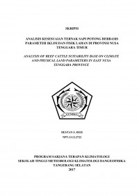 Image of ANALISIS KESESUAIAN TERNAK SAPI POTONG BERBASIS PARAMETER IKLIM DAN FISIK LAHAN DI PROVINSI NUSA TENGGARA TIMUR