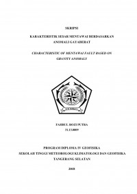 Image of KARAKTERISTIK SESAR MENTAWAI BERDASARKAN ANOMALI GAYABERAT