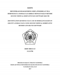 Image of IDENTIFIKASI SESAR KENDENG SERTA PEMODELAN TIGA DIMENSI DATA ANOMALI GAYABERAT MENGGUNAKAN METODE SECOND VERTICAL DERIVATIVE DAN SOFTWARE GRAV3D