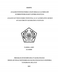 Image of ANALISIS POTENSI ENERGI ANGIN SEBAGAI ALTERNATIF 
SUMBER PEMBANGKIT LISTRIK DI KUPANG