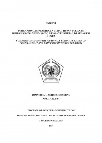 Image of PERBANDINGAN PRAKIRAAN CURAH HUJAN BULANAN BERBASIS ZONA MUSIM (ZOM) DENGAN POS HUJAN DI SULAWESI UTARA