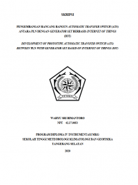 Image of PENGEMBANGAN RANCANG BANGUN AUTOMATIC TRANSFER SWITCH (ATS) ANTARA PLN DENGAN GENERATOR SET BERBASIS INTERNET OF THINGS (IOT)
