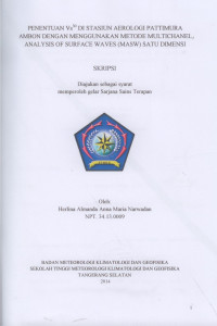 Image of PENENTUAN Vs30 DI STASIUN AEROLOGI PATTIMURA AMBON DENGAN MENGGUNAKAN METODE MULTICHANEL ANALYSIS OF SURFACE WAVES (MASW) SATU DIMENSI