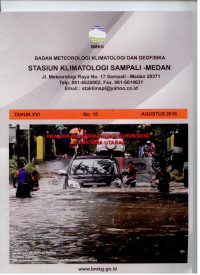 Image of Prakiraan Musim Hujan Tahun 2016 SUMATERA UTARA TahunXVI NO.10 agustus2016
