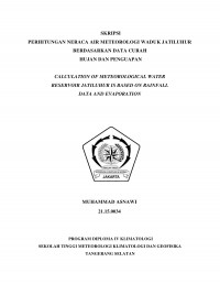 Image of Perhitungan Neraca Air Meteorologi Waduk Jatiluhur Berdasarkan Data Curah Hujan dan Penguapan