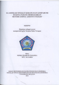 Image of KLASIFIKASI TINGKAT KERAWANAN GEMPABUMI DI KOTA PADANG BERDASARKAN
METODE SIMPLE ADDITIVE WEIGHT