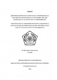 Image of IDENTIFIKASI KETINGGIAN LAPISAN BATAS ATMOSFER DI PULAU BALI MENGGUNAKAN RADAR CUACA DAN MODEL WRF-ARW (STUDI KASUS: 27, 28 AGUSTUS DAN 17, 30 DESEMBER 2017)