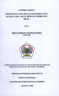 Image of Penentuan Awal Bulan Ramadahn dan Syawal 1430-1431 H dengan Visibilitas Hilal