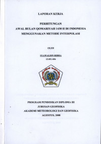 Image of Perhitungan Awal Bulan Qomariyah 1430H di Indonesia Menggunakan Metode Interpolasi
