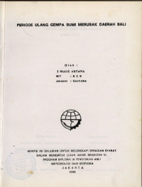 Image of Periode Ulang Gempa Bumi merusak Daerah Bali