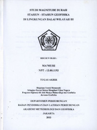 Image of Studi Magnitude Durasi Stasiun-Stasiun Geofisika Di Lingkungan balai Wilayah III