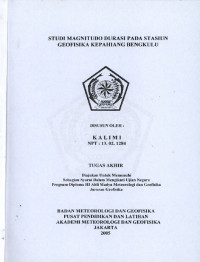 Image of Studi Magnitudo Durasi Pada Stasiun Geofisika Kepahiang Bengkulu