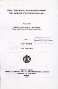 Image of Studi Tentang Pola Sirkulasi Meridional Pada Saat Berlangsung Seruak Dingin