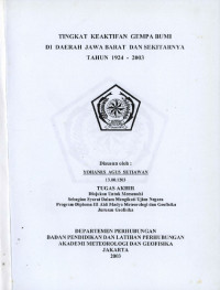 Image of Tingkat Keaktifan Gempa Bumi Di Daerah Jawa Barat dan Sekitarnya Tahun 1924-2003
