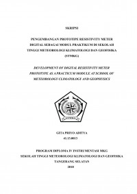 Image of PENGEMBANGAN PROTOTIPE RESISTIVITY METER DIGITAL SEBAGAI MODUL PRAKTIKUM DI SEKOLAH TINGGI METEOROLOGI KLIMATOLOGI DAN GEOFISIKA (STMKG)