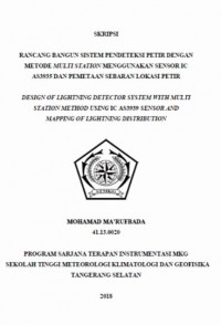 Image of RANCANG BANGUN SISTEM PENDETEKSI PETIR DENGAN
METODE MULTI STATION MENGGUNAKAN SENSOR IC AS3935 DAN PEMETAAN SEBARAN LOKASI PETIR