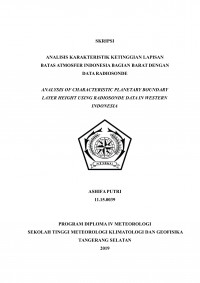 Image of ANALISIS KARAKTERISTIK KETINGGIAN LAPISAN BATAS ATMOSFER INDONESIA BAGIAN BARAT DENGAN DATA RADIOSONDE
