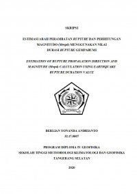 Image of Estimasi Arah Perambatan Rupture Dan Perhitungan Magnitudo (Mwpd) Menggunakan Nilai Durasi Rupture Gempabumi