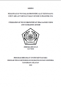 Image of PEMANFAATAN WSN DALAM PROTOTIPE ALAT UKUR PASANG SURUT AIR LAUT MENGGUNAKAN SENSOR ULTRASONIK SU04 (Studi kasus 30 oktober 2019-10 februari 2020)