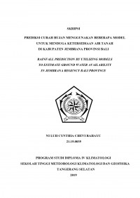 Image of Prediksi Curah Hujan Menggunakan Beberapa Model untuk Menduga Ketersediaan Air Tanah
di Kabupaten Jembrana Provinsi Bali