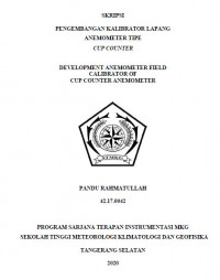 Image of PENGEMBANGAN KALIBRATOR LAPANG  ANEMOMETER TIPE  CUP COUNTER