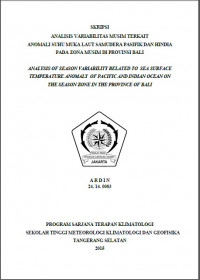 Image of ANALISIS VARIABILITAS MUSIM TERKAIT  ANOMALI SUHU MUKA LAUT SAMUDERA PASIFIK DAN HINDIA  PADA ZONA MUSIM DI PROVINSI BALI