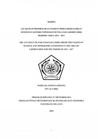 Image of UJI AKURASI PREDIKSI HUJAN HARIAN BMKG BERDASARKAN MUSIM DAN KONDISI TOPOGRAFI DI WILAYAH JABODETABEK PERIODE TAHUN 2013-2017