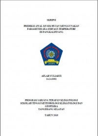 Image of JURNAL PREDIKSI AWAL MUSIM HUJAN MENGGUNAKAN PARAMETER
SEA SURFACE TEMPERATURE DI PANGKALPINANG