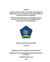 Image of JURNAL KAJIAN TAHANAN JENIS TANAH PADA AREA GEDUNG ADHI KRIDA TARUNA SEKOLAH TINGGI METEOROLOGI KLIMATOLOGI DAN GEOFISIKA