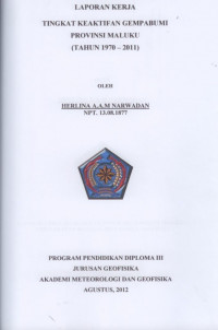 Image of TINGKAT KEAKTIFAN GEMPABUMI PROVINSI MALUKU
 ( 1970  2011 )