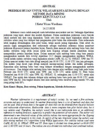 Image of PREDIKSI HUJAN UNTUK WILAYAH KOTA KUPANG DENGAN METODE DATA MINING POHON KEPUTUSAN C4.5