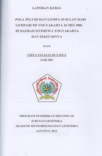 Image of POLA PELURUHAN GEMPA SUSULAN DARI GEMPABUMI YOGYAKARTA 26 MEI 2006  DI 
DAERAH ISTIMEWA YOGYAKARTA DAN SEKITARNYA